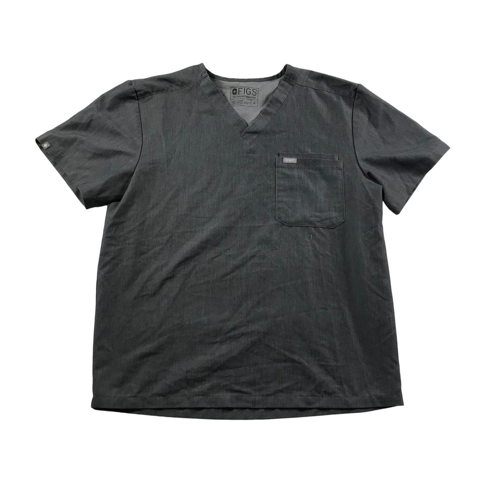 FIGS Leon V-Neck Scrub Top Mens XL Charcoal Gray Heathered FM1500 Pocket Shirt